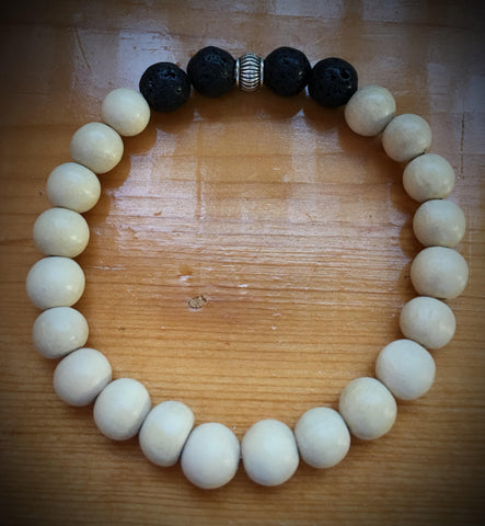 Basix Natural Wood Essential Oil Diffusing and Healing Stone Bracelet