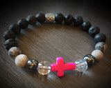 MOJO3 Breast Cancer #HOPE Essential Oil Diffusing and Healing Stone Bracelet